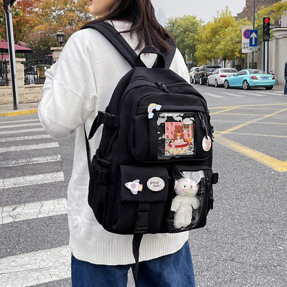 Sacs d'école rétro en toile de couleur pure pour femmes, pour loisirs, pour élèves du primaire