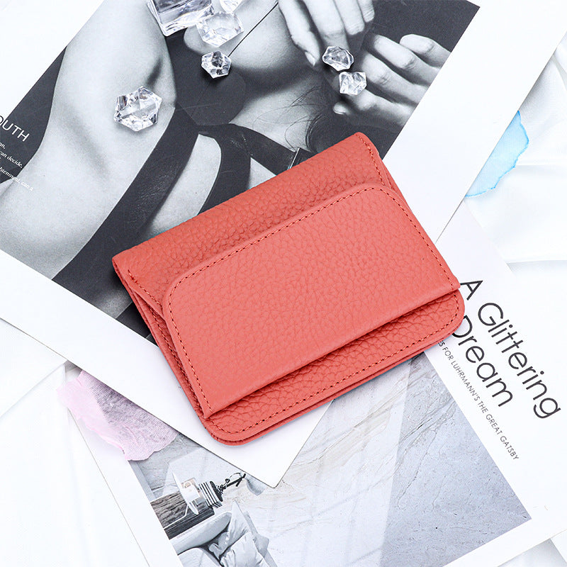 Women's Style Short Big Litchi Pattern Folding Ladies Wallets