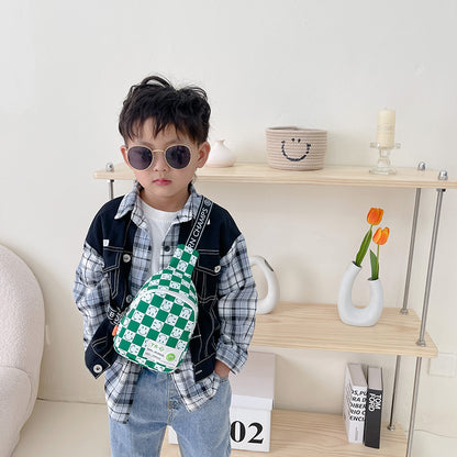 Children's Cute Boy Fashion Personality Chessboard Small Bags