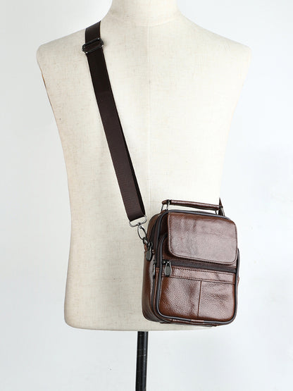 Men's Genuine Leather Vertical Top Layer Cowhide Men's Bags