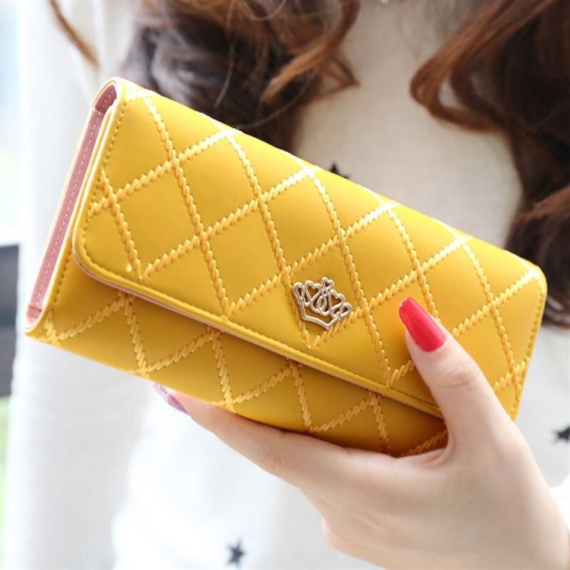 Women's Capacity Long Thin Fashion Mobile Rhombus Ladies Wallets