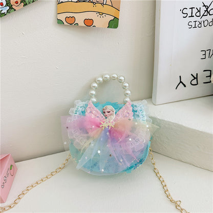 Children's Princess Elsa Cute Fashion Doll Bow Children's Shoulder Bags