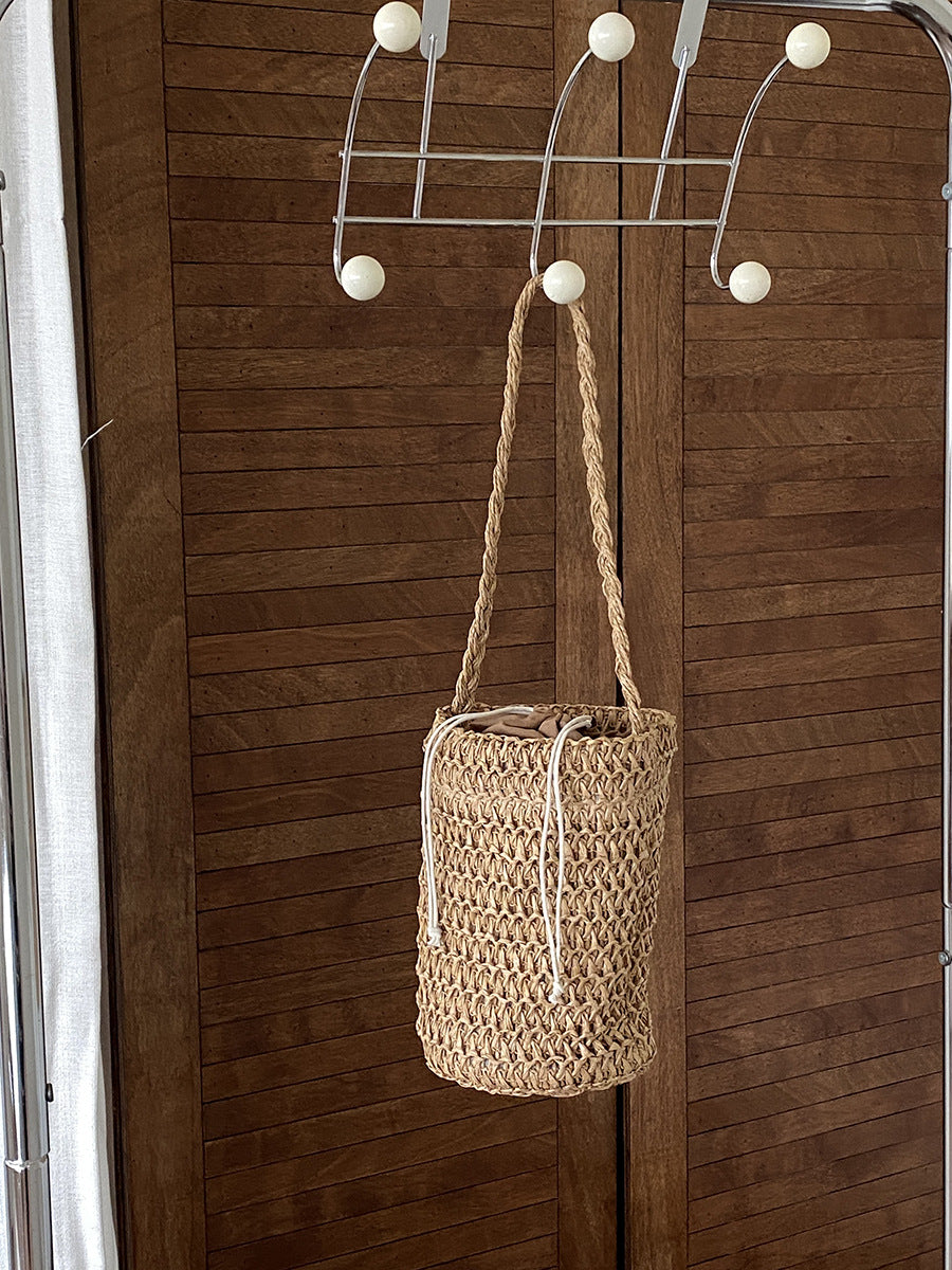 Women's Summer Niche Straw Woven Bucket Weaving Shoulder Bags