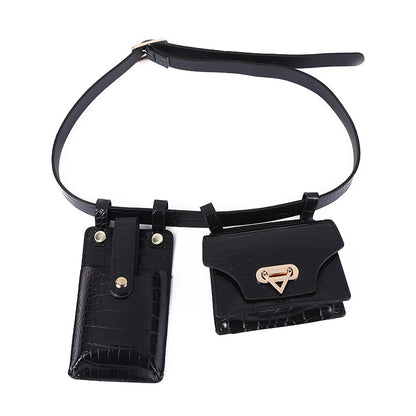 Crocodile Pattern Two-piece Female Fashion Mobile Waist Packs