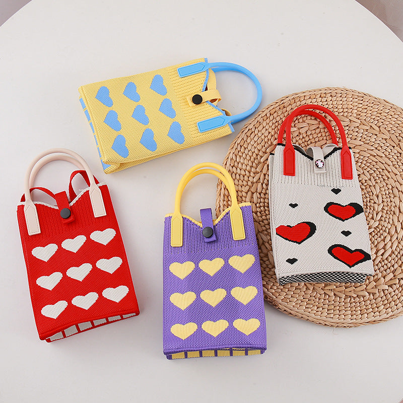 Love Korean Style Versatile Knitted Small Phone Bags