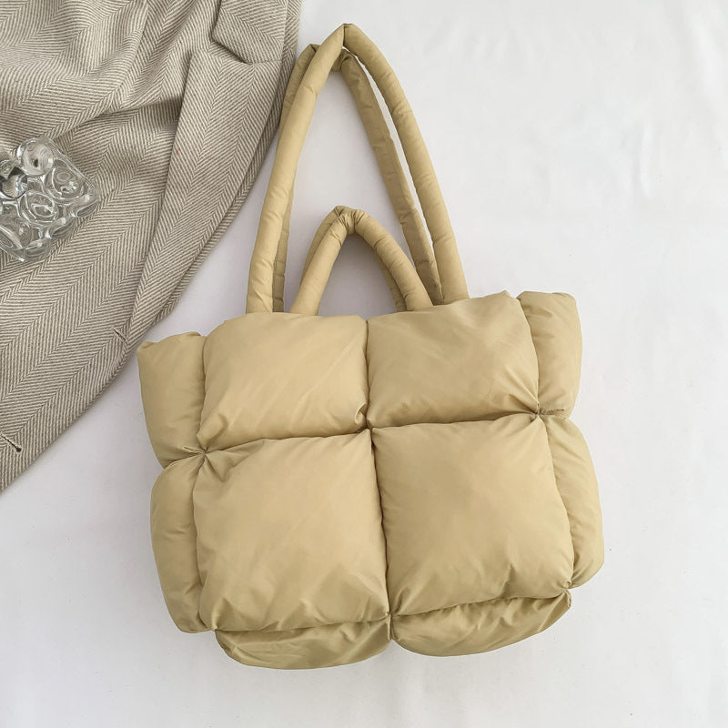 Sac fourre-tout simple en duvet pour femme, sac à bandoulière à carreaux doux pour astronaute