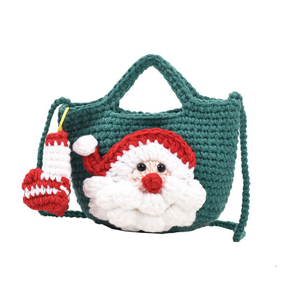 Women's Christmas Handmade Wool Woven Fashion Santa Crossbody Bags