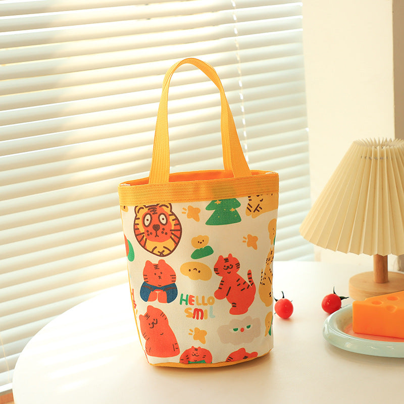 Large Capacity Cartoon Canvas Family Lunch Box Handbags