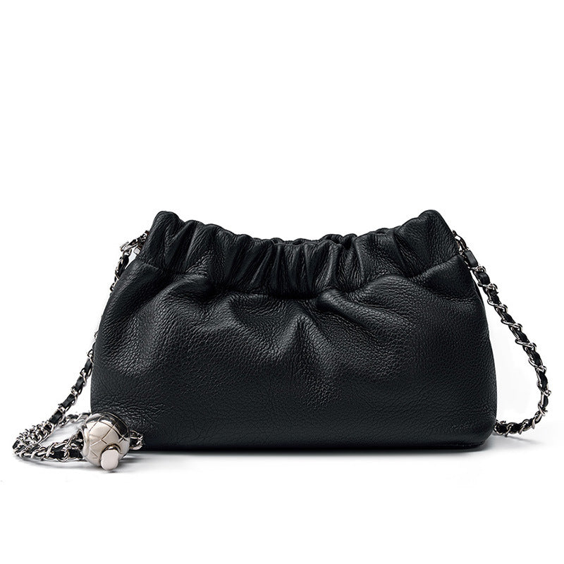 Women's Popular Underarm High-grade Cloud First Layer Leather Handbags