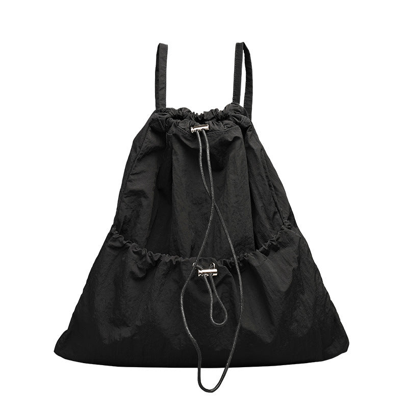 Canvas Fashion Drawstring Pleated Nylon Large Backpacks