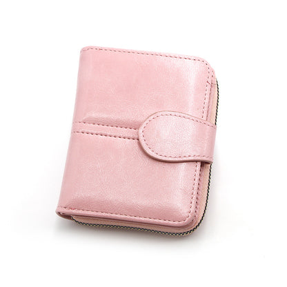 Women's Fashion Short Zipper Oil Wax Leather Ladies Wallets