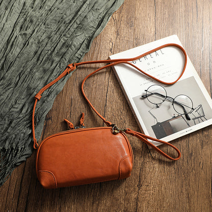 Women's Soft Leather Genuine Hand-held Retro Literary Crossbody Bags