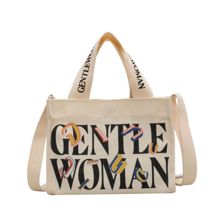 Women's Thailand Color Letter Canvas Texture Printed Crossbody Bags