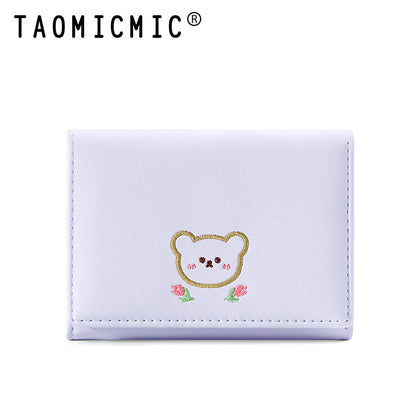 Women's Style Short High-grade Folding Embroidered Ladies Wallets