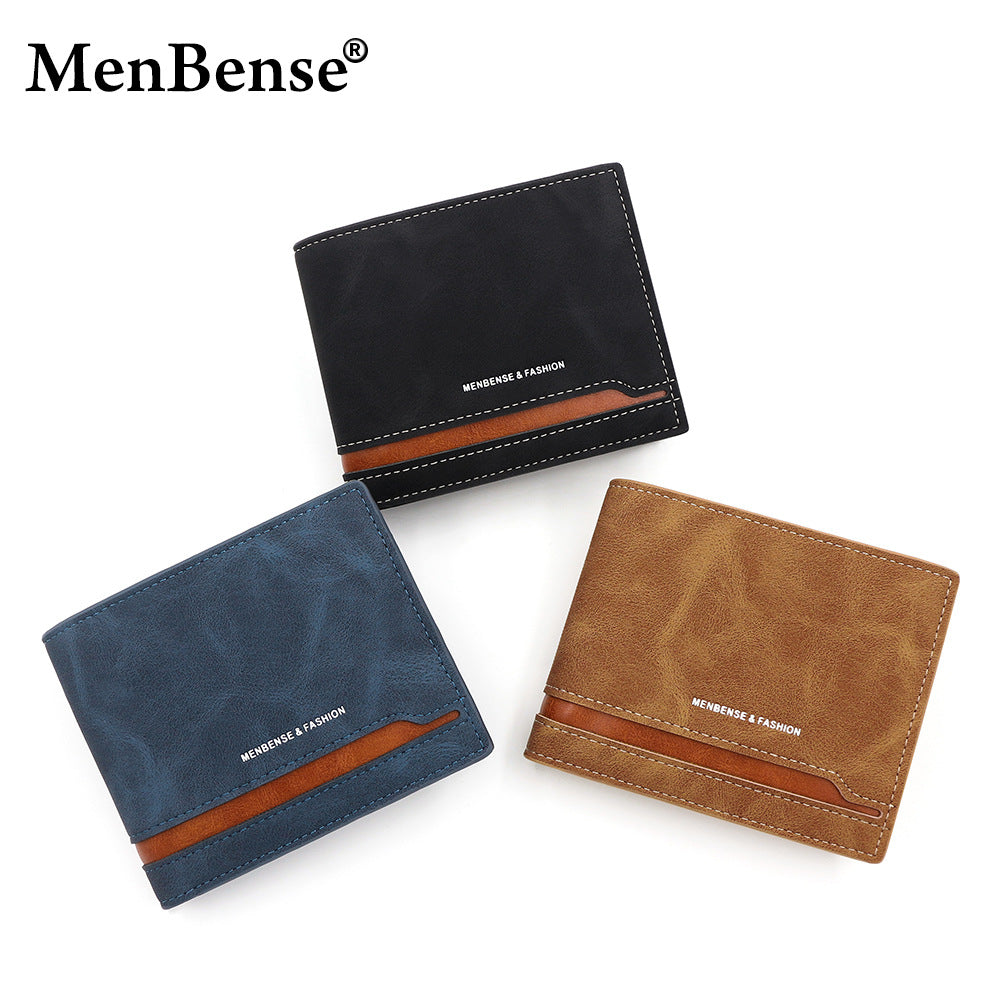 Men's Retro Patchwork Contrast Color Horizontal Version Men's Wallets