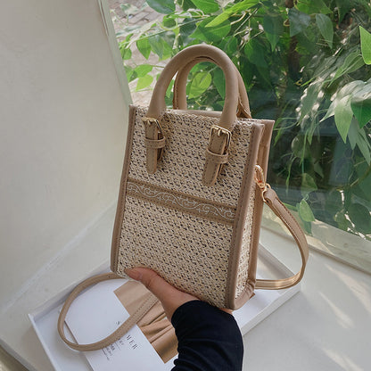 Women's Summer Straw Embroidered Small Square One Bohemian Bags