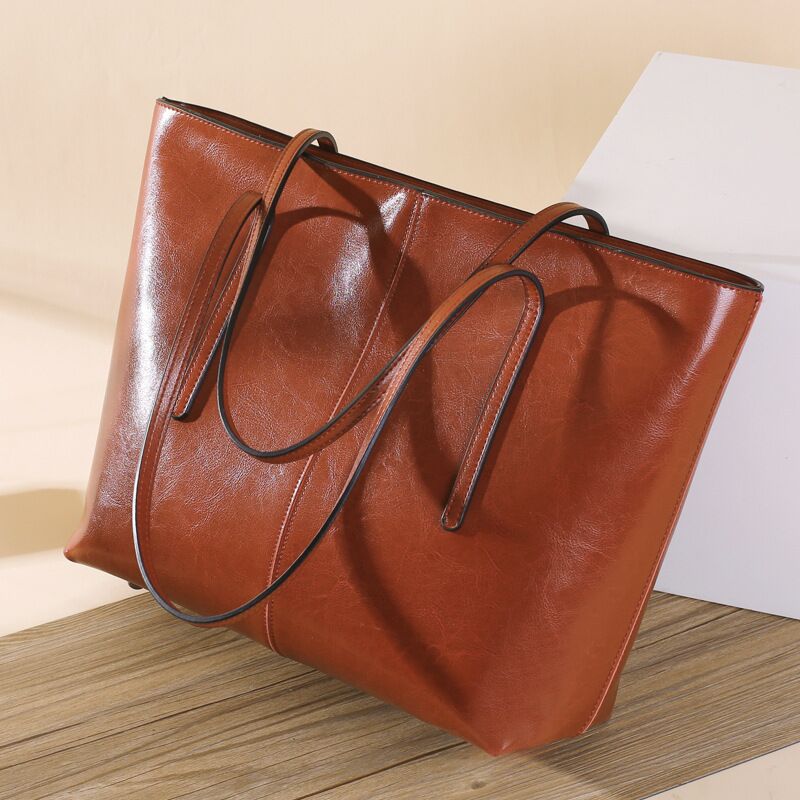 Women's Big Fashion Commuter Cowhide Portable Large Handbags