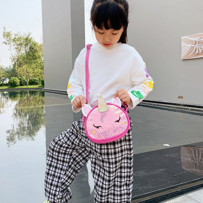 Children's Colorful Shiny Unicorn Cute Cartoon Stylish Children's Shoulder Bags