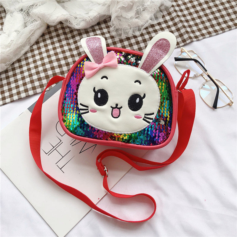 Children's Korean Style Cartoon Sequins Bunny Cute Children's Shoulder Bags