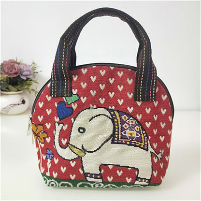 Canvas Embroidered Shell Shape Small Mobile Change Grocery Handbags