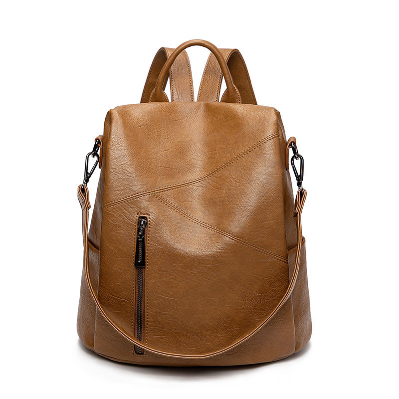 Women's Spring Stylish Versatile Stitched Cowhide Backpacks