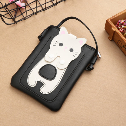 Women's Fashion Korean Simple Cat Long Mini Phone Bags