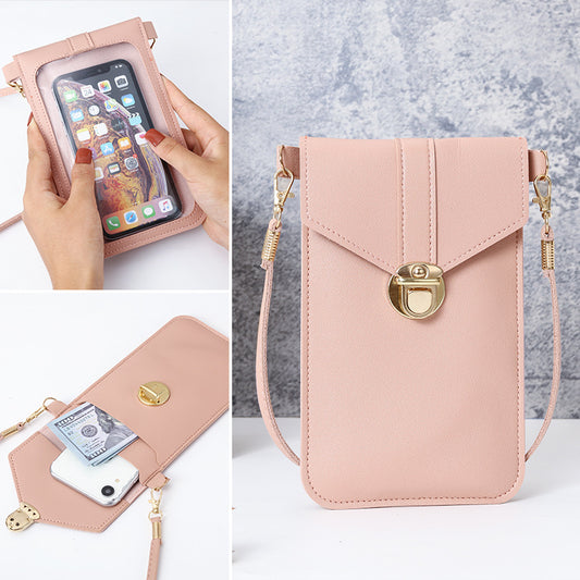 Women's Leather Touch Screen Mobile Retro Hasp Phone Bags