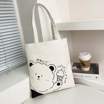 Women's Style Large Capacity Canvas Winter Cartoon Shoulder Bags