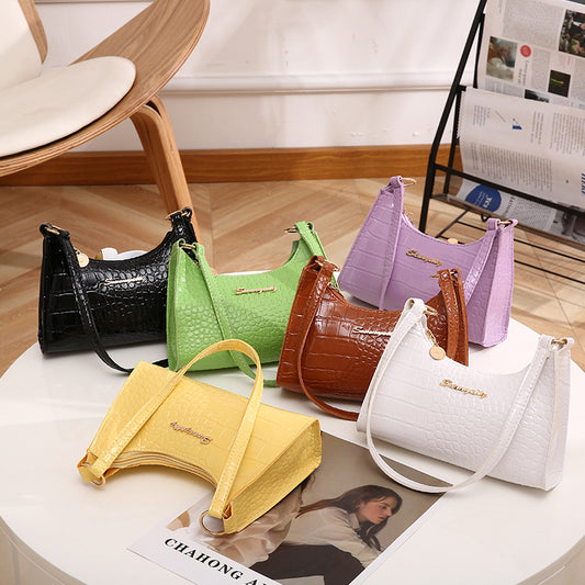 Women's Popular One Letter Stone Pattern Trendy Shoulder Bags