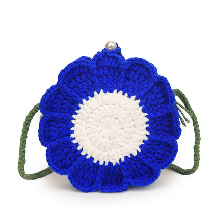 Women's Crocheted Fresh Sweet Contrast Color Cute Shoulder Bags