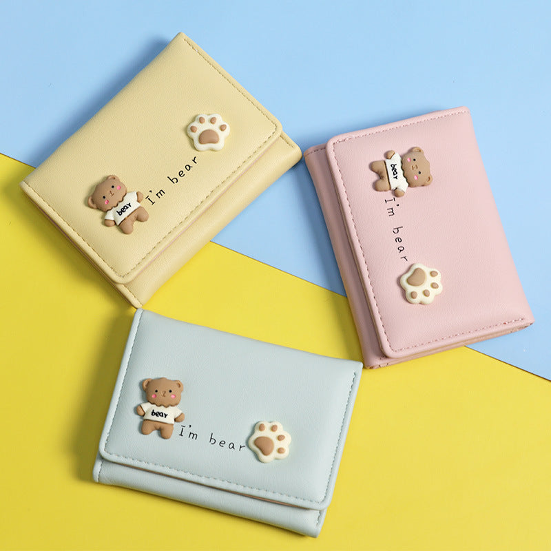 Women's Fashion Korean Style Cute Bear Simple Ladies Wallets