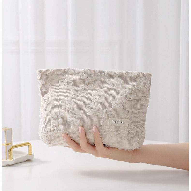 Corduroy Lace Three-dimensional Embroidery Skin Care Handbags