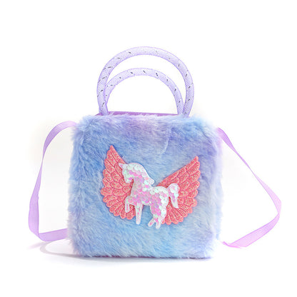 Children's Cartoon Treasure Cute Colorful Plush Unicorn Children's Shoulder Bags