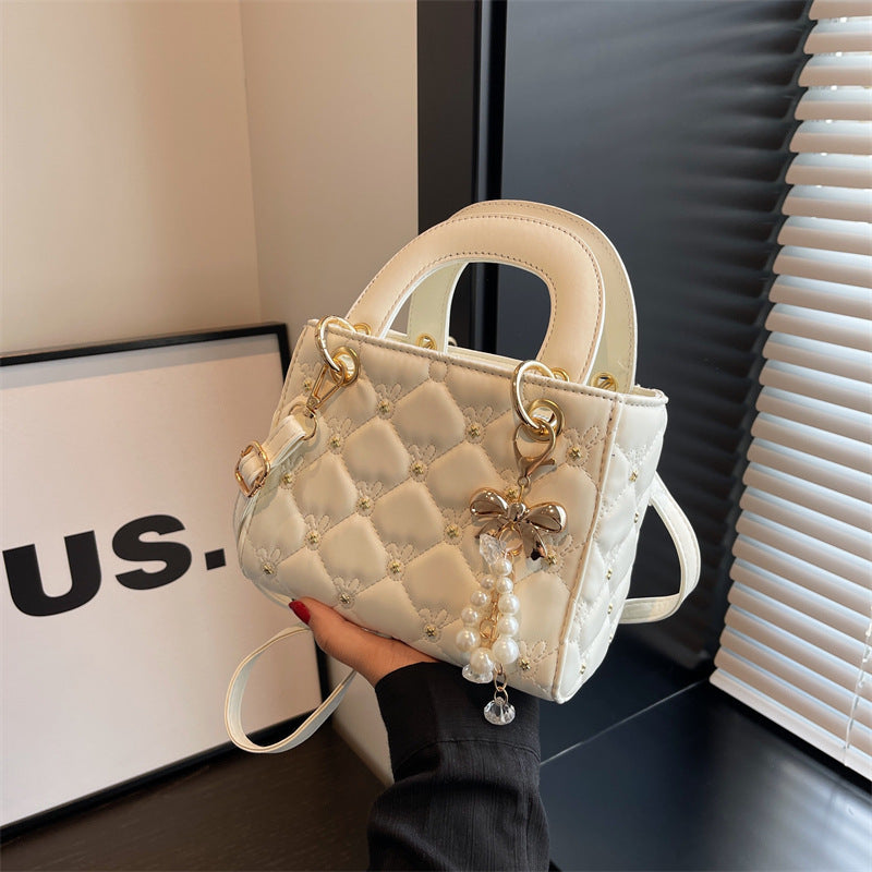 French Style Niche Fashionable Rhombus Pearl Crossbody Bags