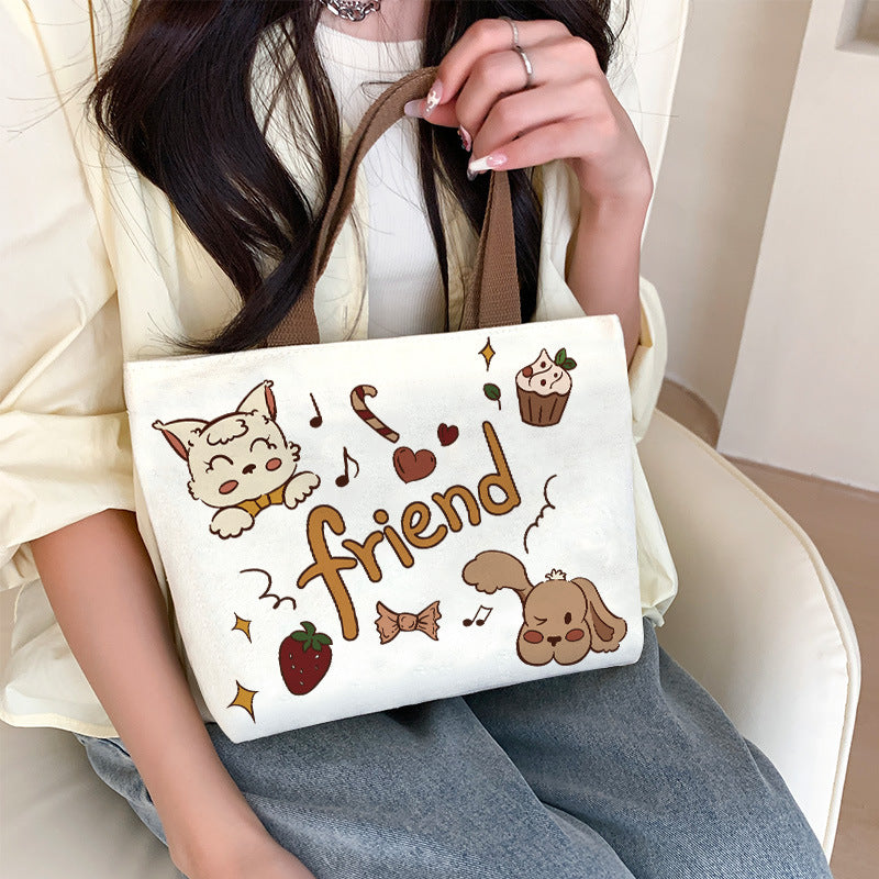 Canvas Female Cartoon Cabs Fashion Korean Handbags