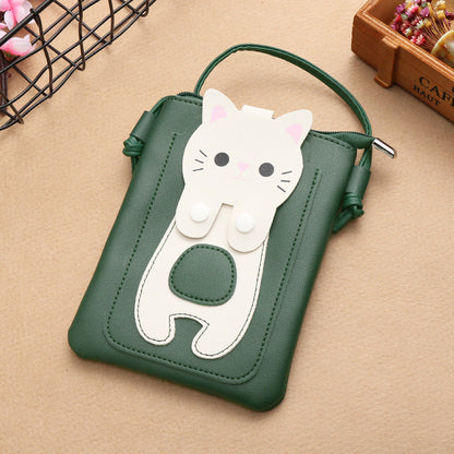 Women's Fashion Korean Simple Cat Long Mini Phone Bags