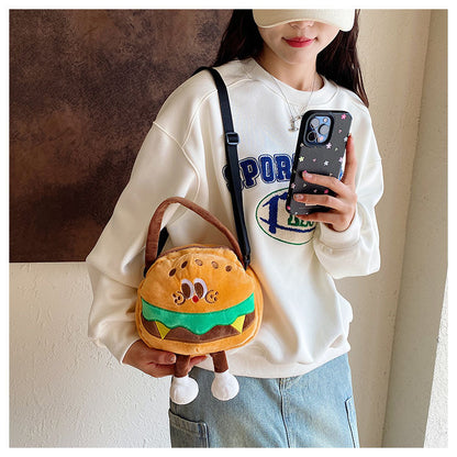 Women's Creative Cartoon French Fries Toy Plush Children's Shoulder Bags