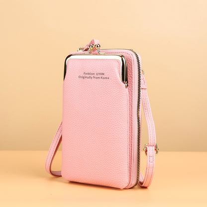 Mobile Pouch Vertical Zipper Fashion Litchi Bags