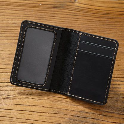 Porte-cartes rétro Crazy Horse en cuir pour homme