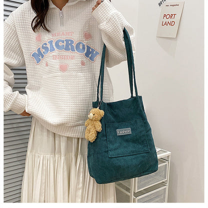 Corduroy Lovely Female Korean Style Versatile Shoulder Bags