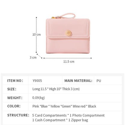 Women's Short Chic Folding Minimalist Credentials Ladies Wallets