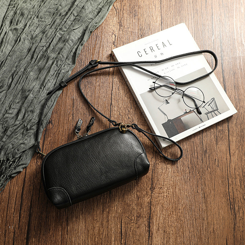 Women's Soft Leather Genuine Hand-held Retro Literary Crossbody Bags