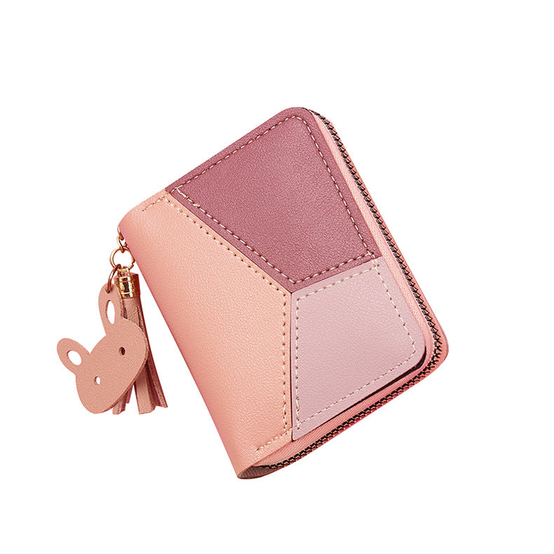 Women's Zip Female Korean Style Stitching Contrast Color Ladies Wallets