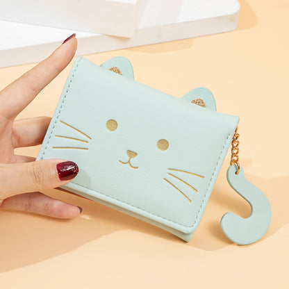 Women's Short Cute Fresh Cat Multiple Ladies Wallets