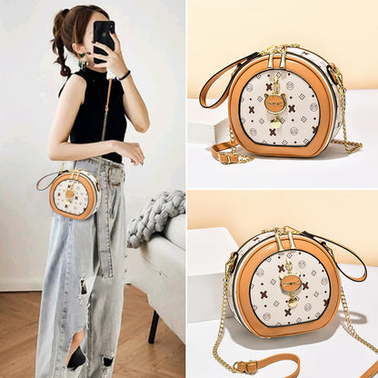 Women's Summer Fashion Simple Texture Chain Round Shoulder Bags