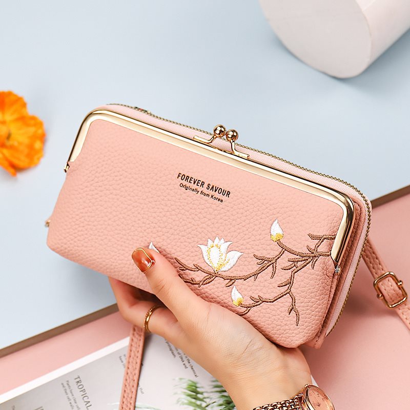 Petits sacs pour téléphone portable avec broderie florale intégrée pour femmes