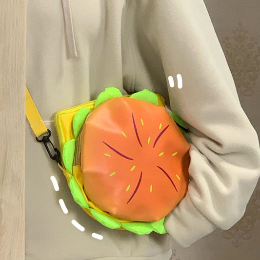 Cheeseburger Female Cartoon Versatile Funny Soft Crossbody Bags