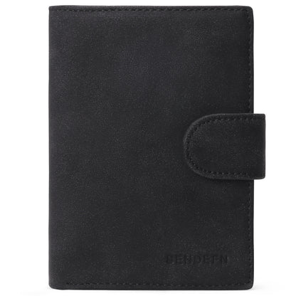 Men's Short Swiping Genuine Leather Color Matching Ladies Wallets