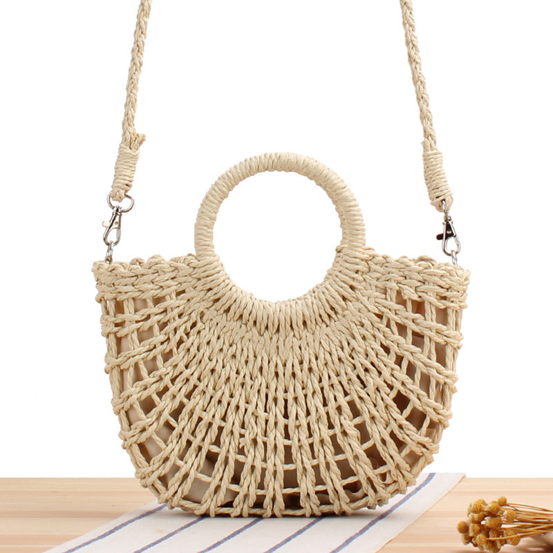 Women's Style Popular Semicircle Hollow Straw Beach Bags