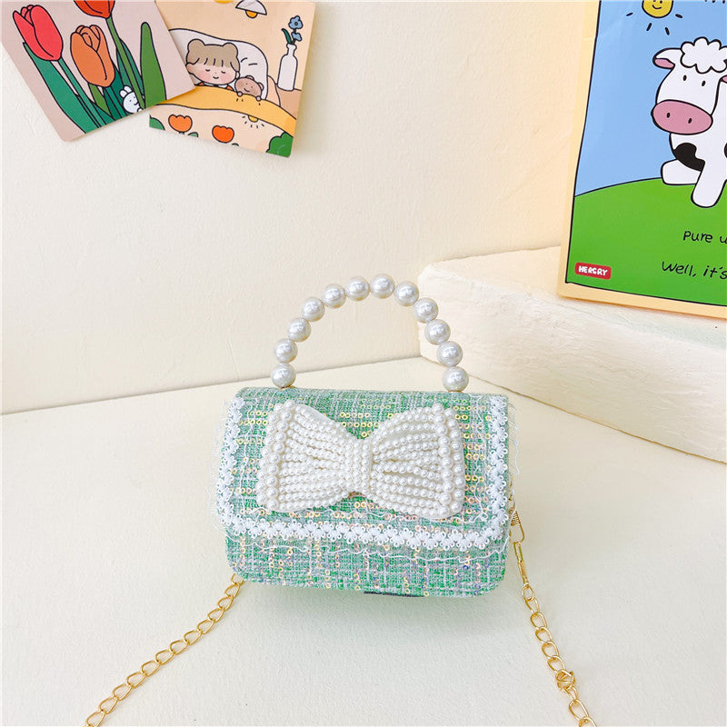 Children's Wild Cotton Linen Classic Style Pearl Children's Shoulder Bags